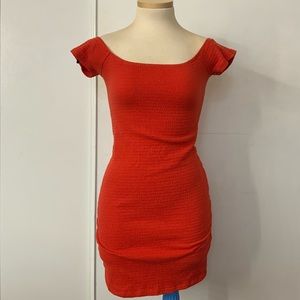 Red off the shoulder dress